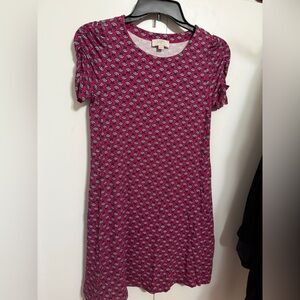 Pink short ruched sleeved dress from Loft!